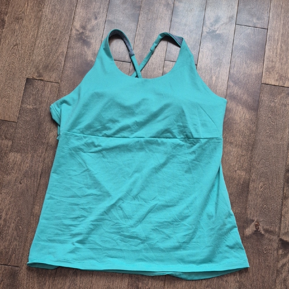 Patagonia Gray and Teal Activewear Top Ligth Large